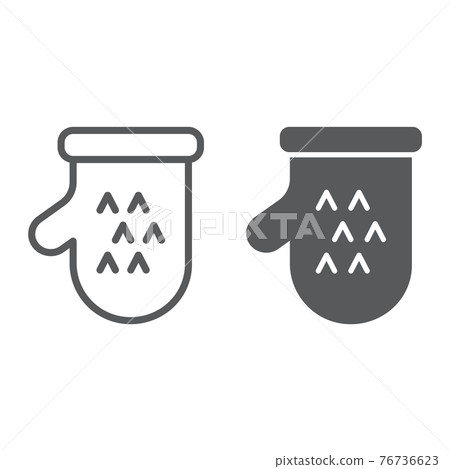 Glove line and glyph icon, clothing and hand, mitten sign, vector graphics, a linear pattern on a white background. 76736623