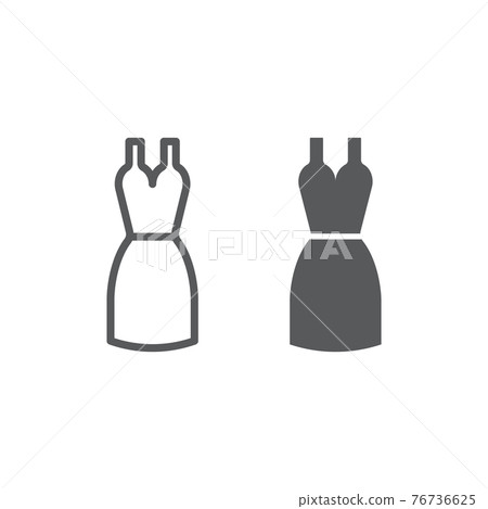 Dress line and glyph icon, clothing and female, gown sign, vector graphics, a linear pattern on a white background. 76736625