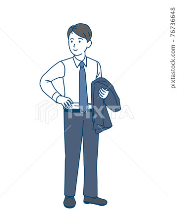 Young male office worker who takes off his suit jacket Whole body illustration material 76736648