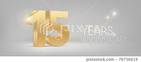 15 years anniversary vector icon, logo. Isolated graphic design with 3D number for 15th anniversary 15 years anniversary vector icon, logo. Isolated graphic design with 3D number for 15th anniversary 76736819