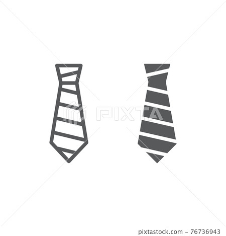 Tie line and glyph icon, clothing and formal, necktie sign, vector graphics, a linear pattern on a white background. Tie line and glyph icon, clothing and formal, necktie sign, vector graphics, a linear pattern on a white background. 76736943