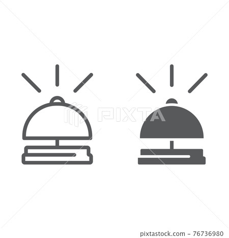 Bell line and glyph icon, hotel and call, reception sign, vector graphics, a linear pattern on a white background. Bell line and glyph icon, hotel and call, reception sign, vector graphics, a linear pattern on a white background. 76736980