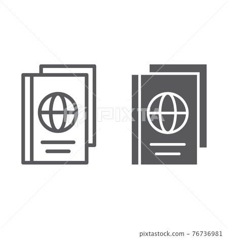 Passport line and glyph icon, document and travel, identification sign, vector graphics, a linear pattern Passport line and glyph icon, document and travel, identification sign, vector graphics, a linear pattern 76736981