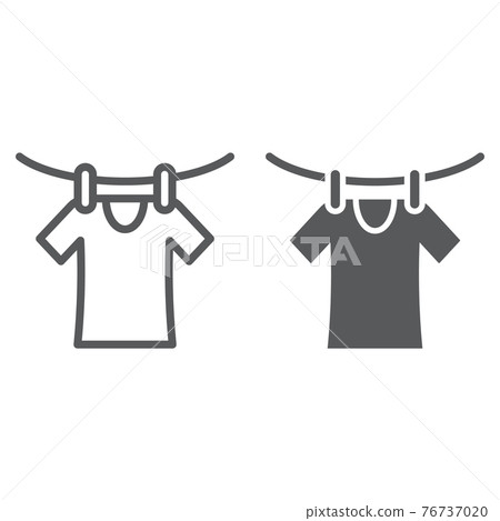 Drying line and glyph icon, laundry and dry, clothes sign, vector graphics, a linear pattern on a white background. Drying line and glyph icon, laundry and dry, clothes sign, vector graphics, a linear pattern on a white background. 76737020