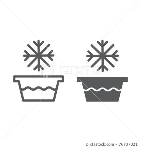 Cold water line and glyph icon, temperature and wash, basin with snowflake sign, vector graphics, a linear pattern Cold water line and glyph icon, temperature and wash, basin with snowflake sign, vector graphics, a linear pattern 76737021