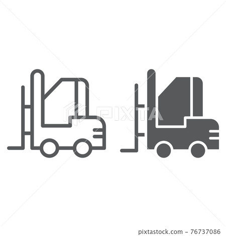 Forklift line and glyph icon, warehouse and shipping, vehicle sign, vector graphics, a linear pattern on a white background. 76737086