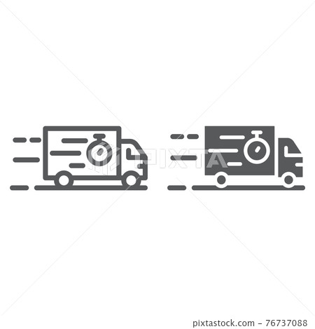 Truck line and glyph icon, delivery and shipping, lorry sign, vector graphics, a linear pattern on a white background. 76737088