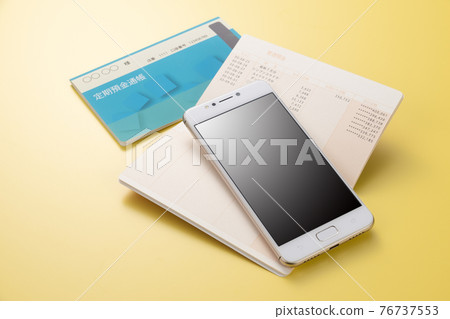 Image of bankbook and smartphone bank Image of bankbook and smartphone bank 76737553