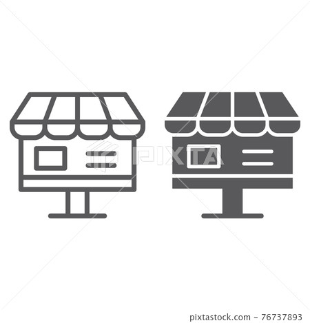 Online shop line and glyph icon, internet and shopping, online store sign, vector graphics, a linear pattern on a white background. 76737893