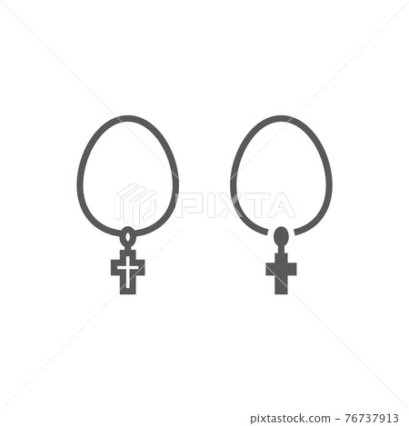 Necklace with cross line and glyph icon, jewellery and accessory, christian chain sign, vector graphics, a linear pattern on a white background. Necklace with cross line and glyph icon, jewellery and accessory, christian chain sign, vector graphics, a linear pattern on a white background. 76737913