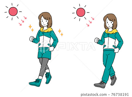 Illustration of a woman increasing serotonin by walking Illustration of a woman increasing serotonin by walking 76738191