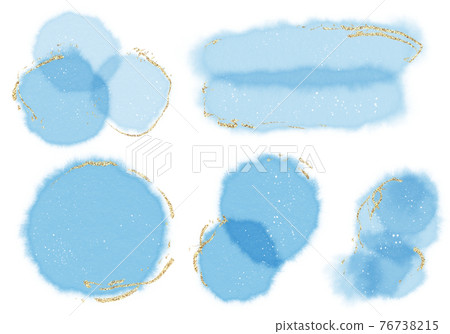 Watercolor touch set with gold leaf line Watercolor touch set with gold leaf line 76738215