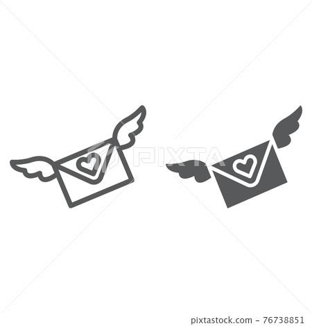 Love letter line and glyph icon, message and envelope, love email sign, vector graphics, a linear pattern on a white background. Love letter line and glyph icon, message and envelope, love email sign, vector graphics, a linear pattern on a white background. 76738851