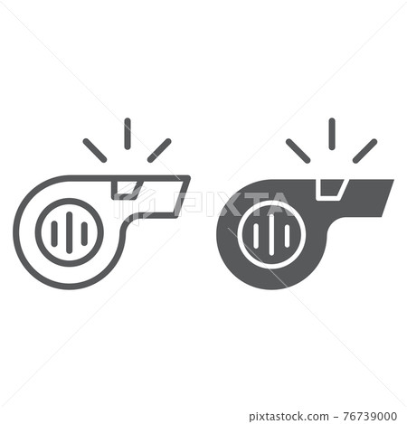 Whistle line and glyph icon, sport and equipment, blower sign, vector graphics, a linear pattern on a white background. Whistle line and glyph icon, sport and equipment, blower sign, vector graphics, a linear pattern on a white background. 76739000