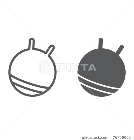 Exercise ball line and glyph icon, fitness and equipment, rubber ball sign, vector graphics, a linear pattern on a white background. 76739002