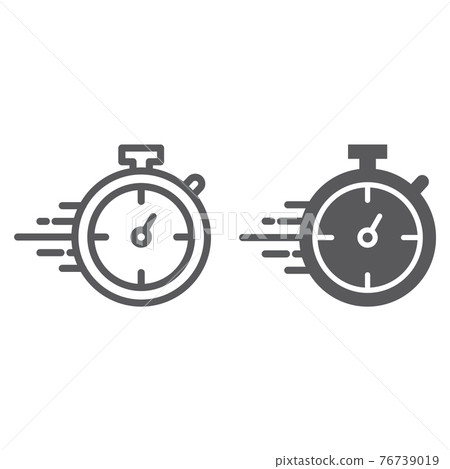 Stopwatch line and glyph icon, watch and countdown, timer sign, vector graphics, a linear pattern on a white background. 76739019