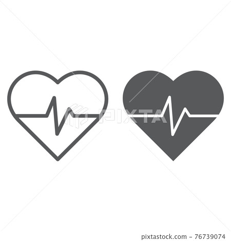 Heart rate line and glyph icon, medical and pulse, heartbeat sign, vector graphics, a linear pattern on a white background. 76739074