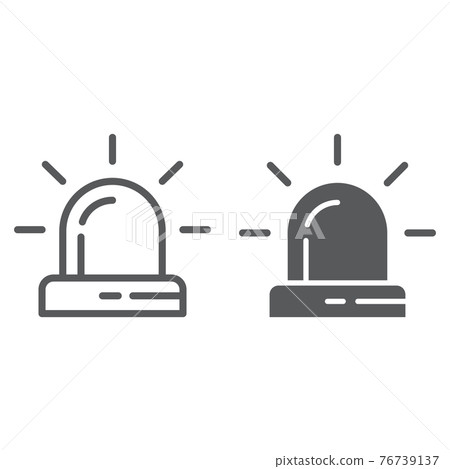 Alarm line and glyph icon, attention and alert, siren sign, vector graphics, a linear pattern on a white background. Alarm line and glyph icon, attention and alert, siren sign, vector graphics, a linear pattern on a white background. 76739137