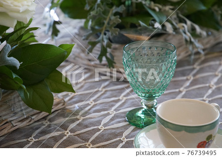 Green glass goblet 76739495
