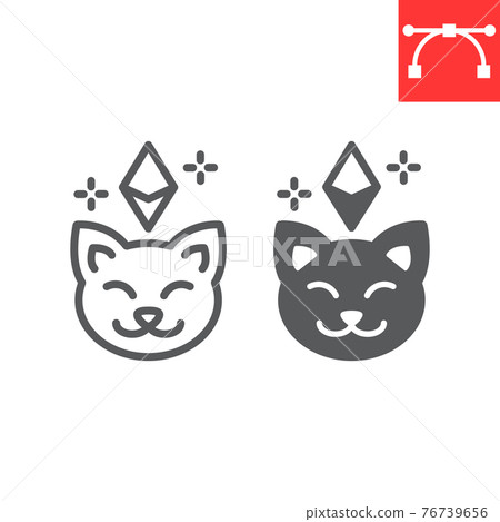 Crypto Kitty Line And Glyph Icon Unique Token Stock Illustration 76739656 Pixta