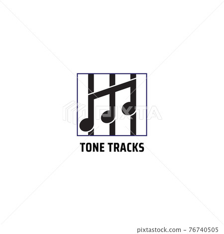 Tone Tracks logo design template isolated on white color background. Musical note with vertical stipes in a square frame vector illustration. Tone Tracks logo design template isolated on white color background. Musical note with vertical stipes in a square frame vector illustration. 76740505