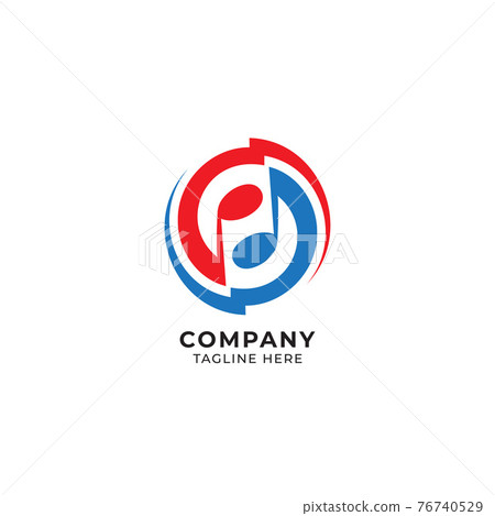 Circular thunder musical note logo design... - Stock Illustration ...