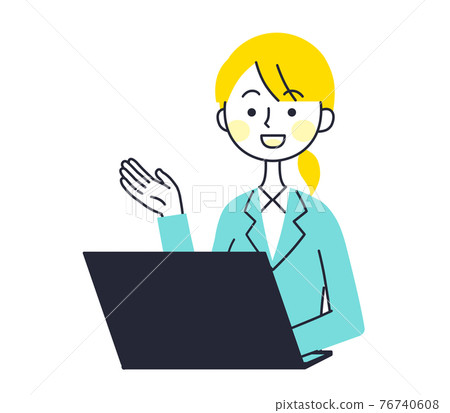 Business woman personal computer illustration material to guide Business woman personal computer illustration material to guide 76740608