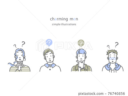 Hatena Male Simple and stylish line drawing illustration Hatena Male Simple and stylish line drawing illustration 76740856