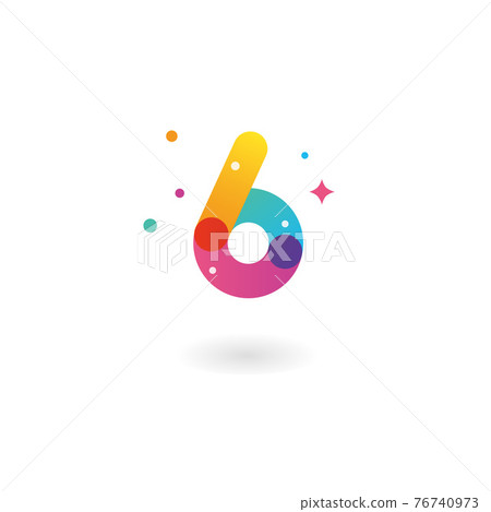Colorful number 6 logo 76740973