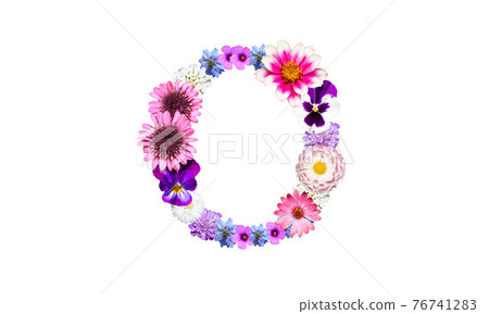 Lowercase o (flower letter) of the alphabet decorated with flowers Lowercase o (flower letter) of the alphabet decorated with flowers 76741283