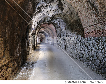 Old railroad abandoned tunnel between Varazze and cogoleto Liguria Italy 76742672