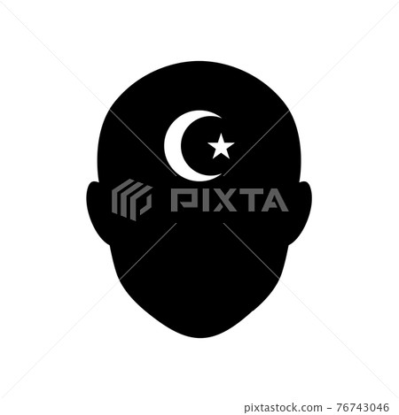 伊斯蘭信仰的圖像說明（伊斯蘭符號和麵部輪廓） 76743046