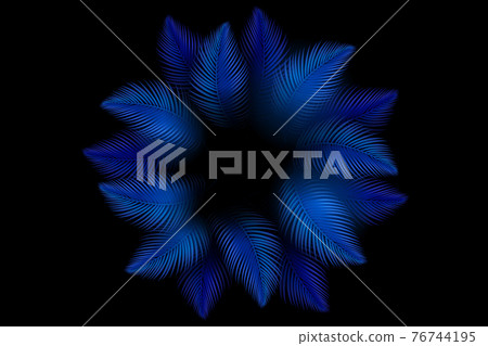 Exotic tropical vector background with hawaiian plants and flowers. Palm leaves. 76744195