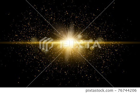 Vector shiny golden glitter dust. Sparkling glittery background decoration. Vector shiny golden glitter dust. Sparkling glittery background decoration. 76744206