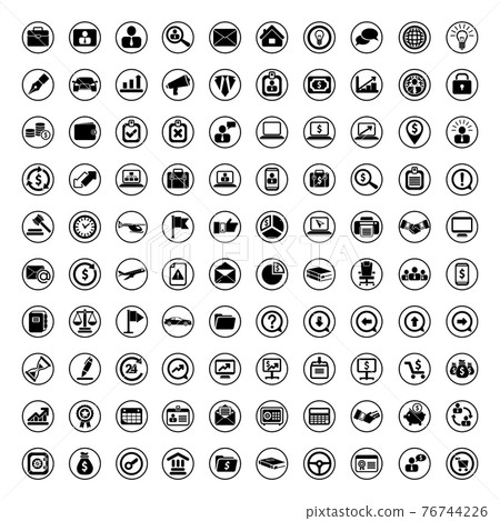 black 100 icons universal web symbol set vector - Stock Illustration ...