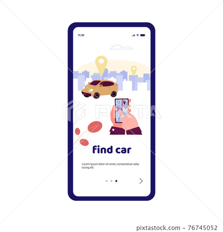 Start page for car sharing online service, cartoon vector illustration. Start page for car sharing online service, cartoon vector illustration. 76745052