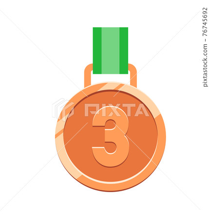 Bronze trophy medal on ribbon for third place isolated Bronze trophy medal on ribbon for third place isolated 76745692