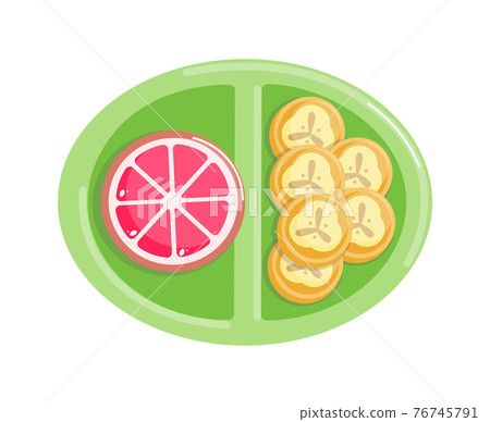 Healthy fruit snack plate isolated on white background Healthy fruit snack plate isolated on white background 76745791