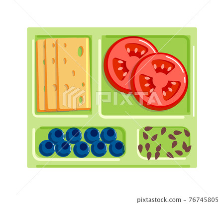 Sandwich ingredient on plate isolated on white 76745805