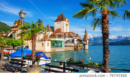 Oberhofen castle on Lake Thun, Switzerland 76745988
