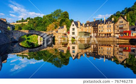 The Old bridge in the port of Dinan town, France 76746278