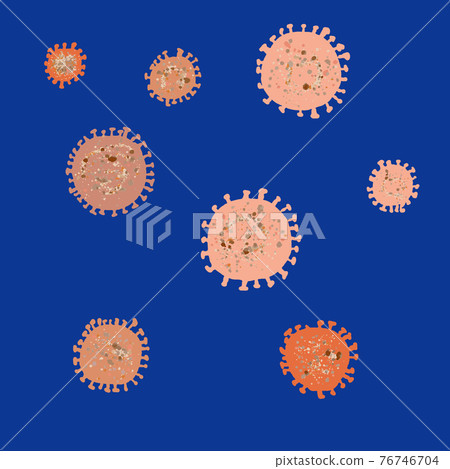 Hand-drawn corona virus, hand-drawn, navy bg 76746704