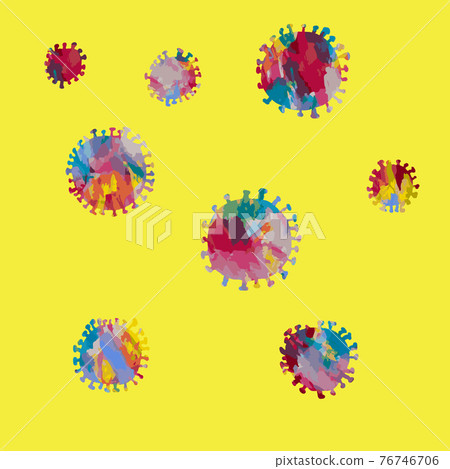 彩色插圖電暈病毒,多色 彩色插圖電暈病毒,多色 76746706