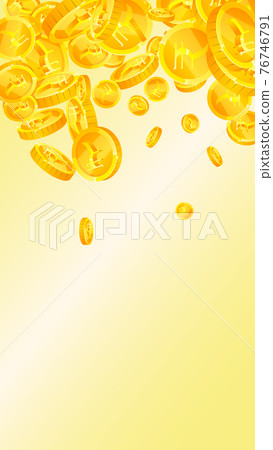 Indian rupee coins falling. Powerful scattered INR coins. India money. Impressive jackpot, wealth or success concept. Vector illustration. 76746791