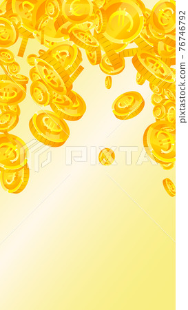 European Union Euro coins falling. Overwhelming scattered EUR coins. Europe money. Bizarre jackpot, wealth or success concept. Vector illustration. European Union Euro coins falling. Overwhelming scattered EUR coins. Europe money. Bizarre jackpot, wealth or success concept. Vector illustration. 76746792