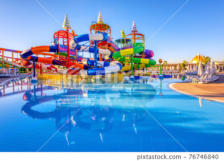 A big colorful inline tube water slide 76746840