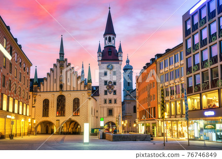 Munic Old town, Germany, on dramatic sunrise 76746849
