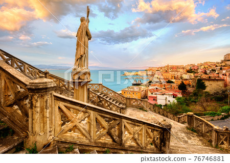 Gaeta town, Italy, on dramatic sunset Gaeta town, Italy, on dramatic sunset 76746881