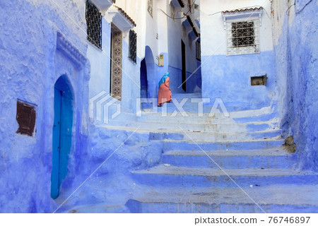 A street in Old town of Chefchaouen, Morocco A street in Old town of Chefchaouen, Morocco 76746897