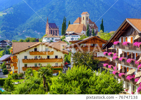 Scena (Schenna) town in South Tyrol, Merano, Italy 76747138